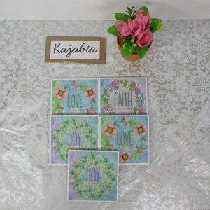 LOVE JOY FAITH Coasters 5 Pcs.